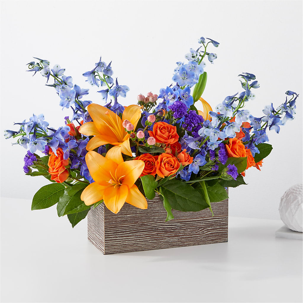 Radiant Citrus Box Bouquet – Two Flower Girls, Skokie IL