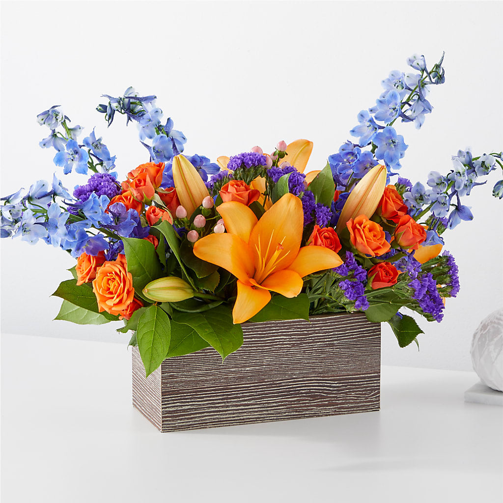 Radiant Citrus Box Bouquet – Two Flower Girls, Skokie IL