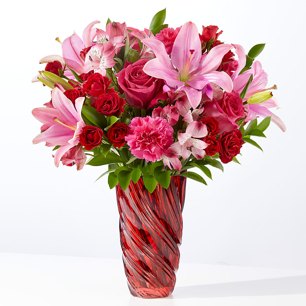 In Love Bouquet with Luxe Swirl Vase – Two Flower Girls, Skokie IL