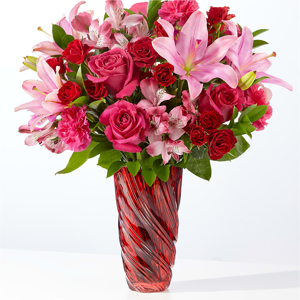 In Love Bouquet with Luxe Swirl Vase – Two Flower Girls, Skokie IL