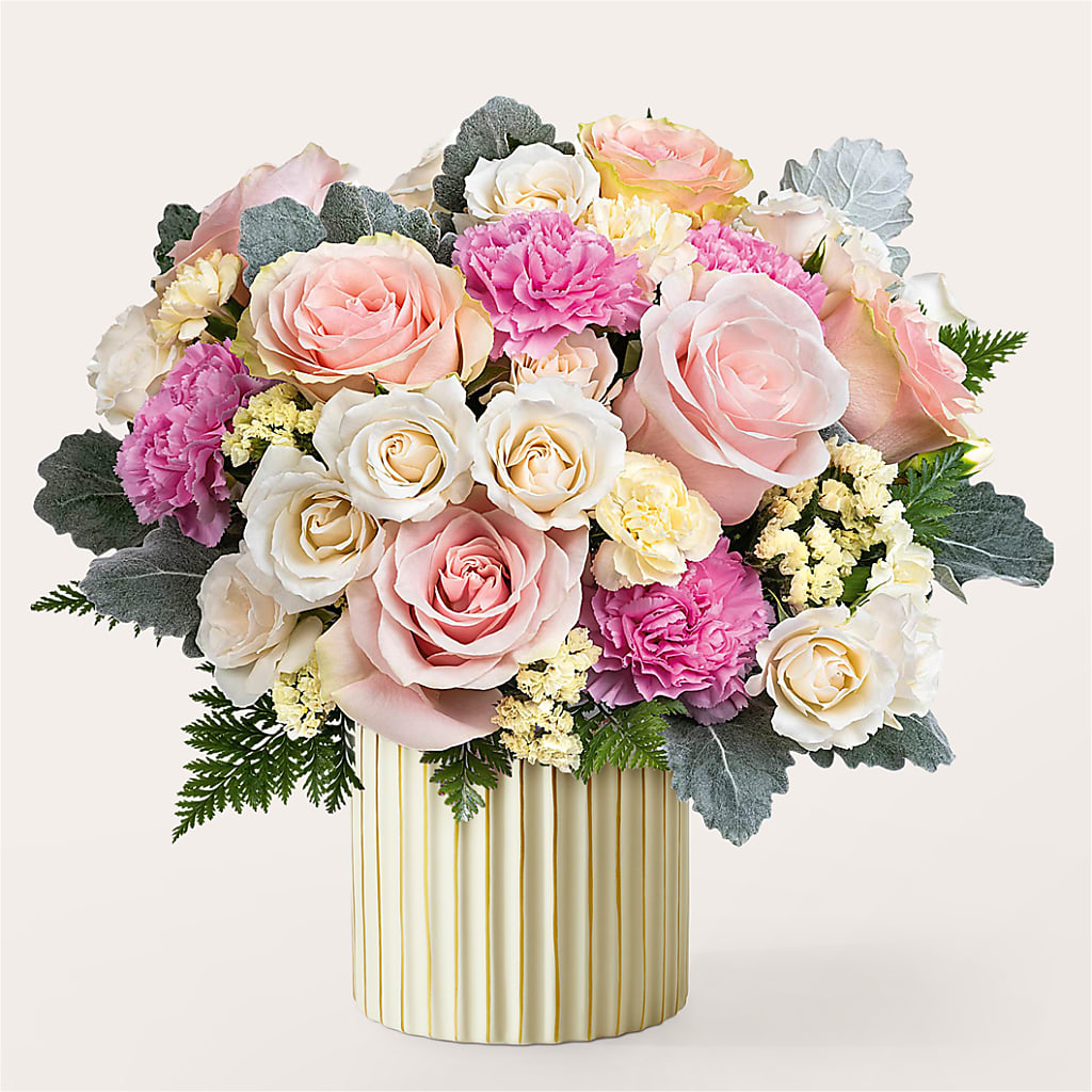 Blissful Moments Bouquet with Ivory Vase – Two Flower Girls, Skokie IL
