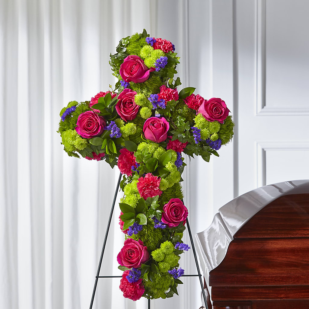 Tribute Rose Floral Cross – Two Flower Girls, Skokie IL