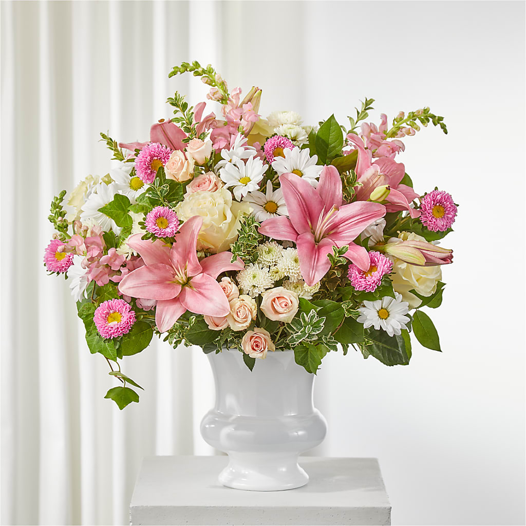 Empathetic Blooms Urn Arrangement – Two Flower Girls, Skokie IL