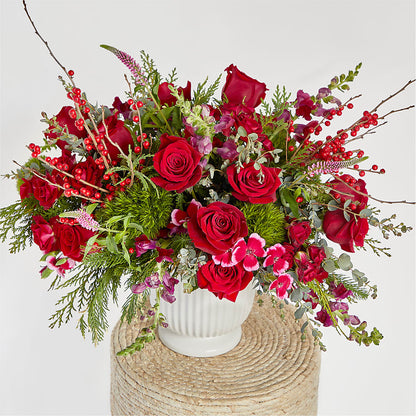 Big Red Bow Bouquet –  Two Flower Girls, Skokie IL