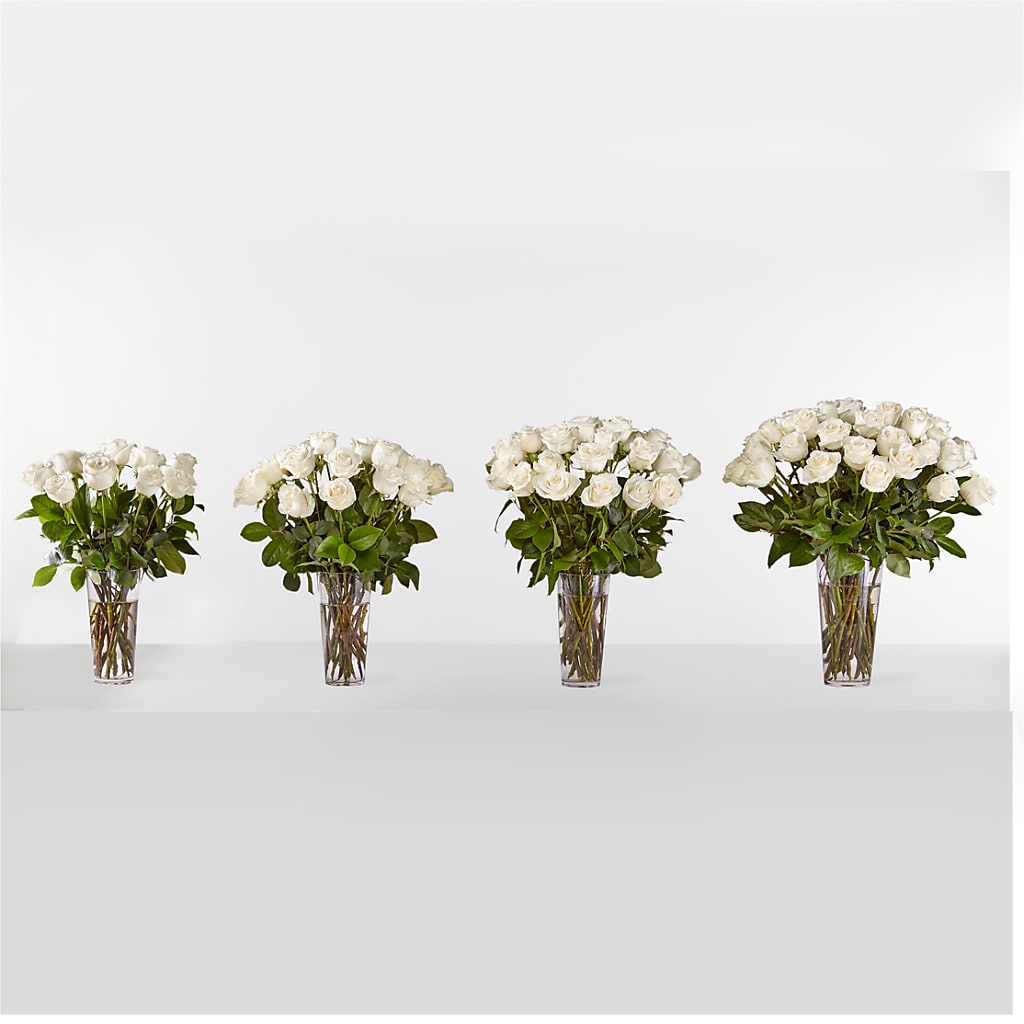 Long Stem White Rose Bouquet –  Two Flower Girls, Skokie IL