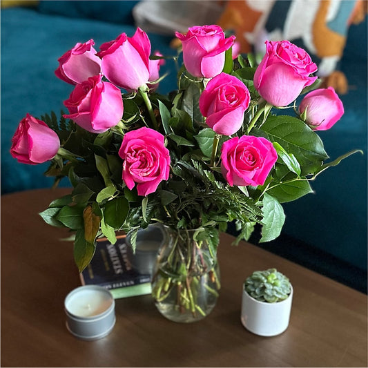 Long Stem Pink Rose Bouquet –  Two Flower Girls, Skokie IL