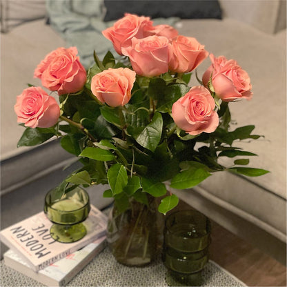 Long Stem Pink Rose Bouquet –  Two Flower Girls, Skokie IL