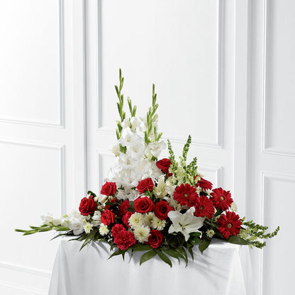 Crimson & White Arrangement –  Two Flower Girls, Skokie IL