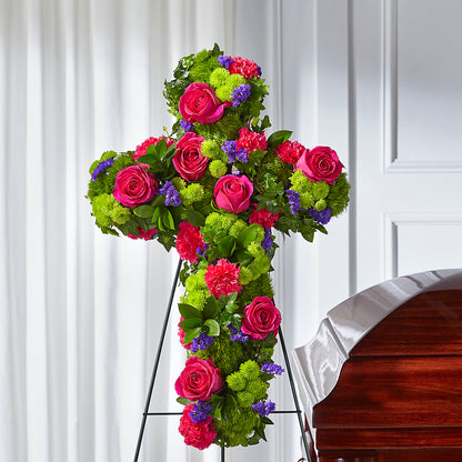 Tribute Rose Floral Cross –  Two Flower Girls, Skokie IL
