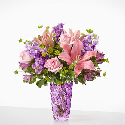 Precious Petals Bouquet with Luxe Swirl Vase – TWO FLOWER GIRLS, Skokie IL