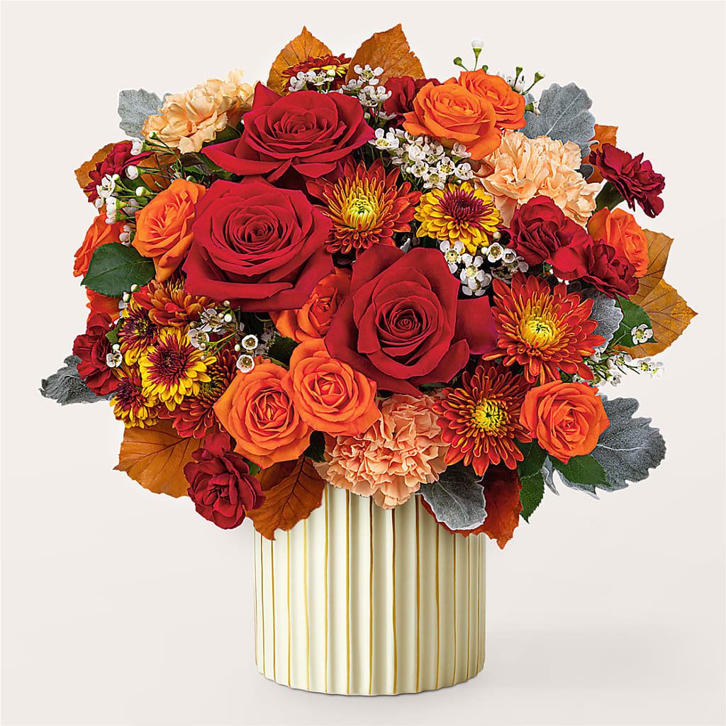 Merlot Bouquet with Ivory Vase –  Two Flower Girls, Skokie IL