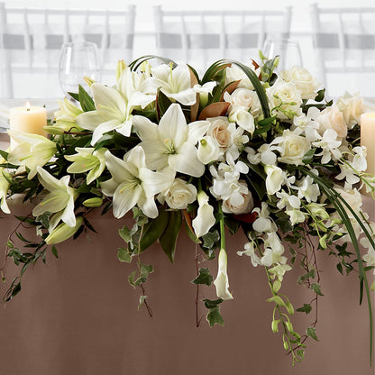 White Linen Arrangement –  Two Flower Girls, Skokie IL