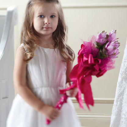 Sparkle Pink Flower Girl Bouquet –  Two Flower Girls, Skokie IL